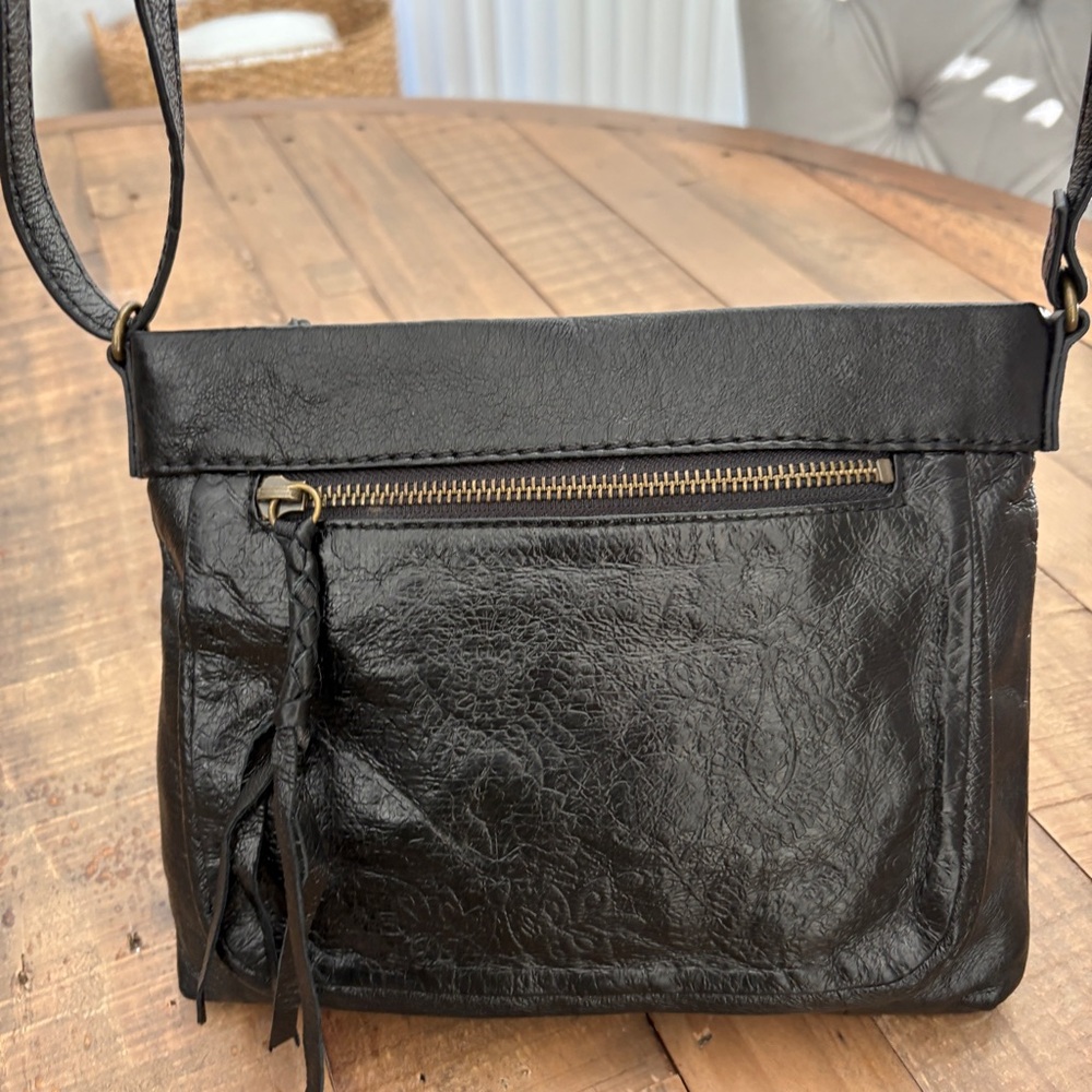 The Sak Black Leather Sanibel Embossed Crossbody Bag Purse
